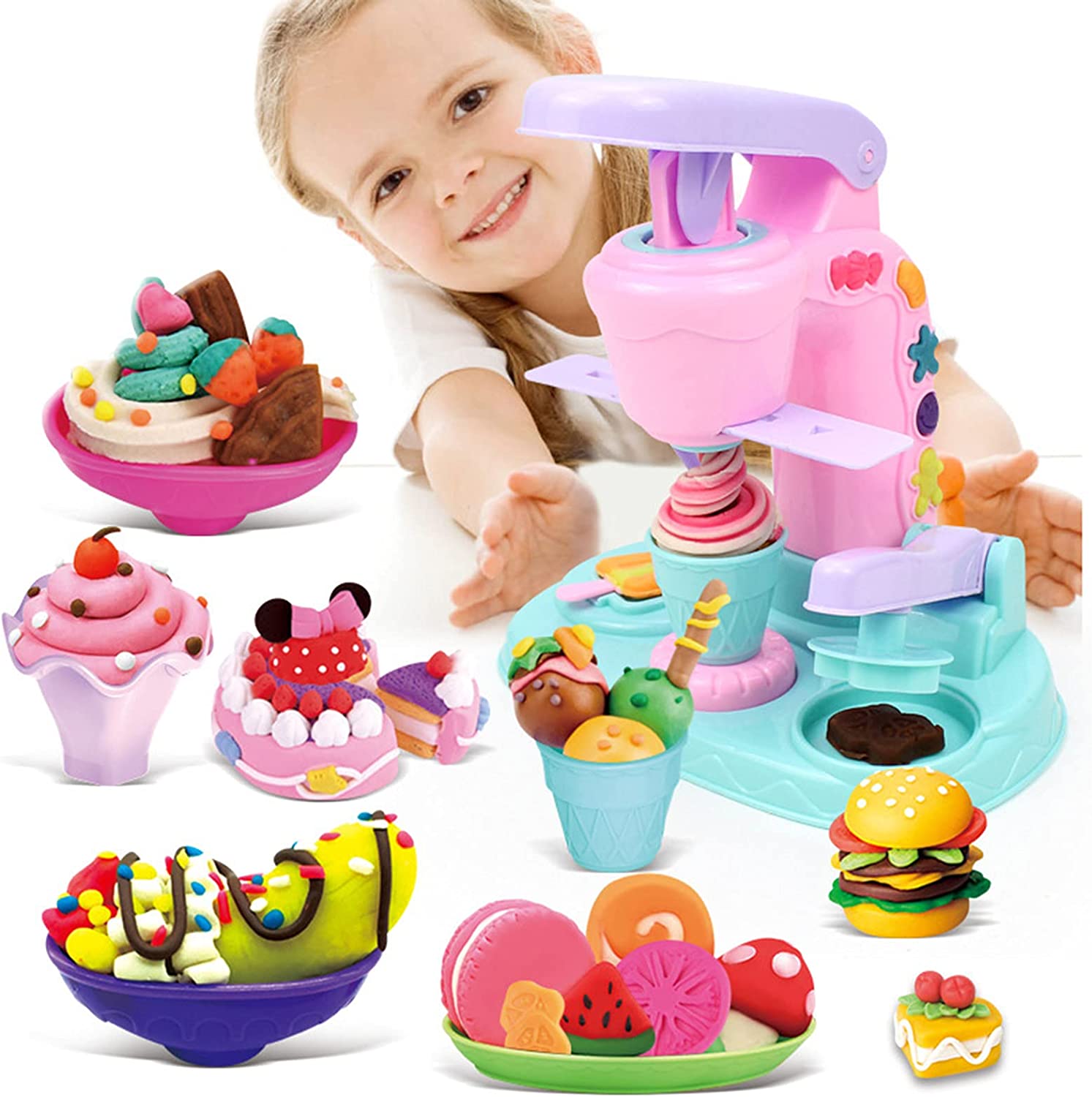Style-Carry Play Dough Set for Kids, Ice Cream Maker Play Dough for  Toddlers 3 4 5 6 7 8 Years Girls Boys